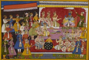 Rāma takker sine allierede, giver dem gaver og lader dem vende tilbage til deres riger. af Indian School