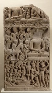 Scener fra Buddhas liv, Sarnath, Uttar Pradesh af Indian School