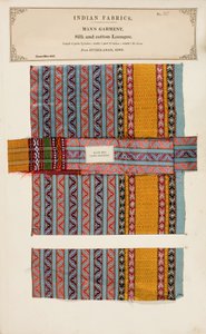 Loongee-prøve af silke og bomuld fra Hyderabad i Sind, fra The Collection of the Textile Manufacturers of India, af John Forbes Watson, udgivet i 1866 af Indian School