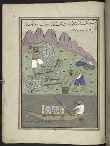 Stenbrydere,  86 tegninger indbundet i et bind, der viser håndværk og erhverv i Kashmir, håndværkere vises i arbejde med deres redskaber og udstyr,  Af en Kashmir-kunstner, sandsynligvis i Srinagar, ca. 1850-60 (gouache på papir) af Indian School