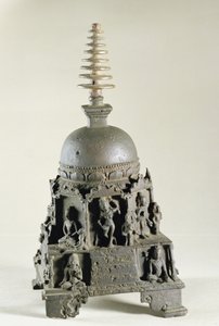 Stupa, Pala, Nalanda, Bihar (bronze) af Indian School