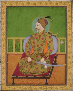Sultan Abdullah Qutubshah af Golconda (reg. 1626-72) Deccan, Mughal, ca. 1640 (gouache med guld og sølv på papir) af Indian School