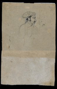 Sultan Khurram (Shah Jahan) (blæk på papir) af Indian School