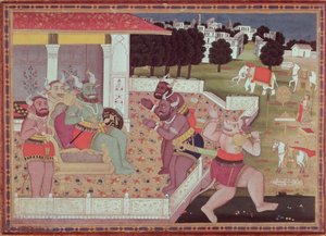 Asura Kumbha og hans Dæmons Domstol, ca. 1800 af Indian School