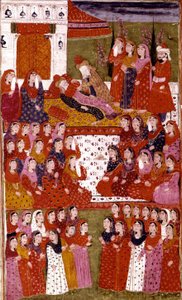 Abu Bakrs død, illustration fra Hamla-i-Haydari, af Mirza Muhammad Rafi Bazil, 1808 af Indian School