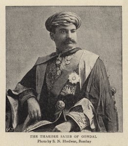 Thakore Sahib fra Gondal (Angerwing) af Indian School