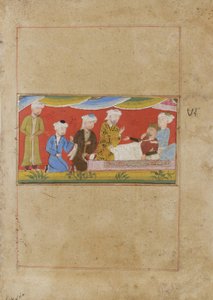Den syge Alexander dikterer hans testamente, ca. 1475 (ugennemsigtigt wc på papir) af Indian School