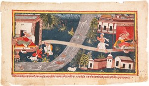 Babyerne byttes, 1600-25 (ugennemsigtigt wc på papir) af Indian School