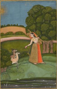 Todi Ragini, fra en Ragamala-serie, ca. 1755 (uigennemsigtig akvarel med guld på papir) af Indian School