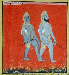 Two Gosains, Religious Mendicants, Udaipur, ca. 1810-20 (gouache på papir) (detaljer) (se også 136600) af Indian School