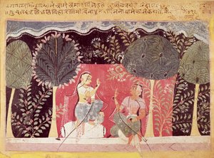 To prinser i en have fra Gita Govinda af Indian School