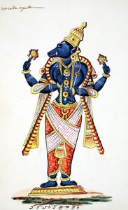 Varaha, vildeavatar af Vishnu (wc på papir) af Indian School