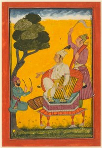 Vivaca Ragaputra, et blad fra Ragamala-serien, ca. 1700-20 (uigennemsigtig akvarel og guld på papir) af Indian School