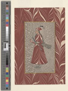 Woman Holding a Peacock, Bijapur, d1660 (blæk og akvarel på papir) af Indian School