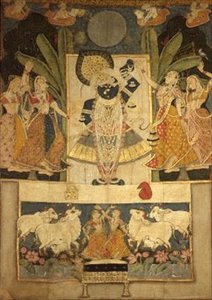 Tilbedelse af Srinathaji, Nathdwara, Rajput School af Indian School