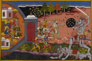 Śatrughna dræber Lavana, bliver rost af guderne og får kongeriget Madhu. af Indian School