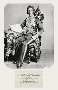 Portræt af Raden Saleh og hans visitkort, ca. 1850-70 (bw foto og gravering)
