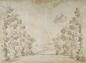Et fredeligt land (pen og blæk på papir) af Inigo Jones