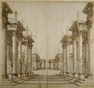 Et romersk atrium (pen og blæk på papir)