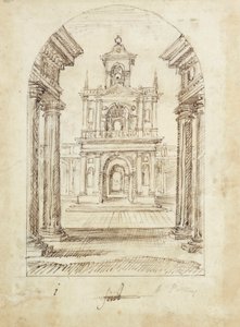Et palads (pen og blæk på papir) af Inigo Jones