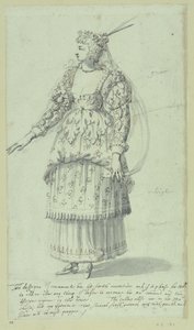 Chloris: endelig skitse til Henrietta Maria, ca. 1631 (pen og blæk på papir) af Inigo Jones