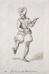 Mand med gitter og skohorn (pen og blæk på papir) af Inigo Jones