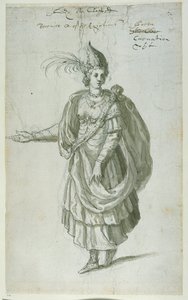 Dronning Berenice af Egypten (pen og blæk på papir) af Inigo Jones