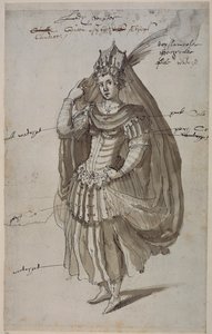 Queen Candace, ca. 1609 (pen og blæk på papir) af Inigo Jones