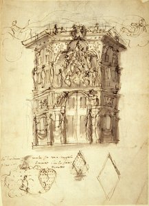 The Masque of Queens, scene 2: House of Fame, ca. 1609 (pen & blæk på papir)