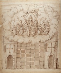 The Release of the Daughters of the Morn, ca. 1611 (pen og blæk på papir) af Inigo Jones