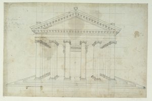The Second Temple of Diana, ca. 1635 (pen og blæk på papir) af Inigo Jones