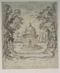 Apollos tempel (pen og blæk på papir) af Inigo Jones