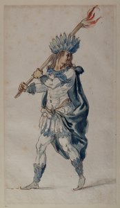 Fakkelbærer: en indianer (akvarel på papir) af Inigo Jones