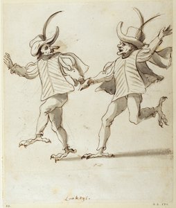 To Lackeyer (pen og blæk på papir) af Inigo Jones