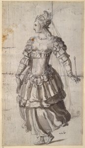 Uidentificeret dronning (pen og blæk på papir) af Inigo Jones