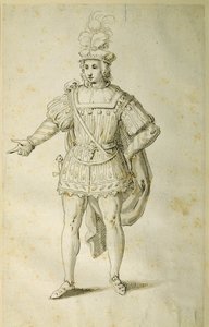 Ungdom i gammel britisk dragt, ca. 1611 (pen og blæk på papir) af Inigo Jones
