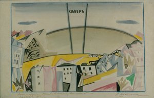 Scenedesign til tragedien Vladimir Mayakovsky af V. Mayakovsky, 1913 af Iosiph Solomonovich Shkolnik