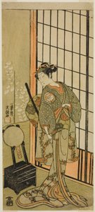 Skuespilleren Segawa Kikunojo II som prinsesse Hitomaru (Hitormaru Hime) (?) i Play Soga Moyo Aigo no Wakamatsu (?), opført på Nakamura Theatre (?) i den første måned, 1769 (?) af Ippitsusai Bunchō