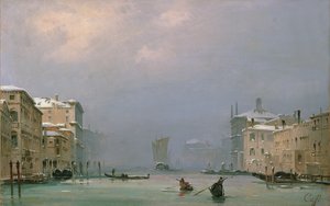 Canal Grande med sne og is, 1849
