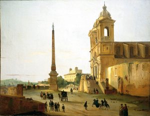 Italien, Rom, Trinity on Mount Church og Sallustian Obelisk af Ippolito Caffi af Ippolito Caffi