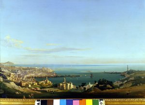 Udsigt over Genova. Maleri af Ippolito Caffi, omkring 1840. Gener, Nervi. Galleri for moderne kunst.
