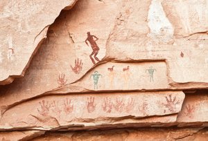 Klippekunst af Anasazi og andre pueblo-beboere fra de tidlige indbyggere i Four Cor... af Ira Block
