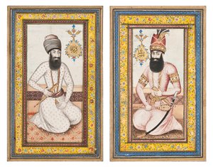 Portrætter af Karim Khan Zand og Nadir Shah, Qajar Iran