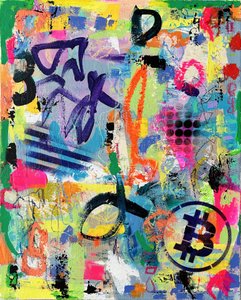 Farverigt Bitcoin-graffiti af Irene Chua