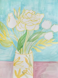 Blød gul blomstervase af Iria Fernandez