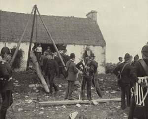 Udsættelsesscene (s/h-billede) af Irish Photographer