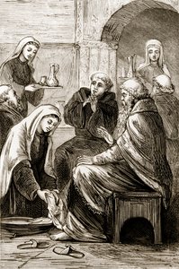St. Brigit underholder en biskop, fra The Trias Thaumaturga, eller Three Wonder-Working Saints of Ireland, af Mary Cusack (1829-99) udgivet omkring 1890