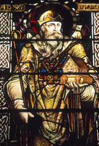 Glasmosaikvindue forestillende St. Patrick af Irish School