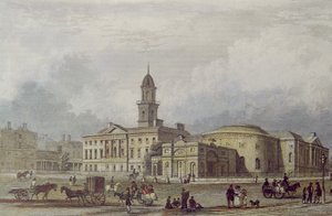Rotunda Hospital, Dublin (farvelitografi) af Irish School