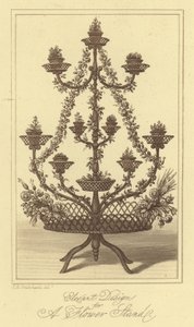 Elegant design til et blomsterstativ (gravering) af Isaac (after) Cruikshank